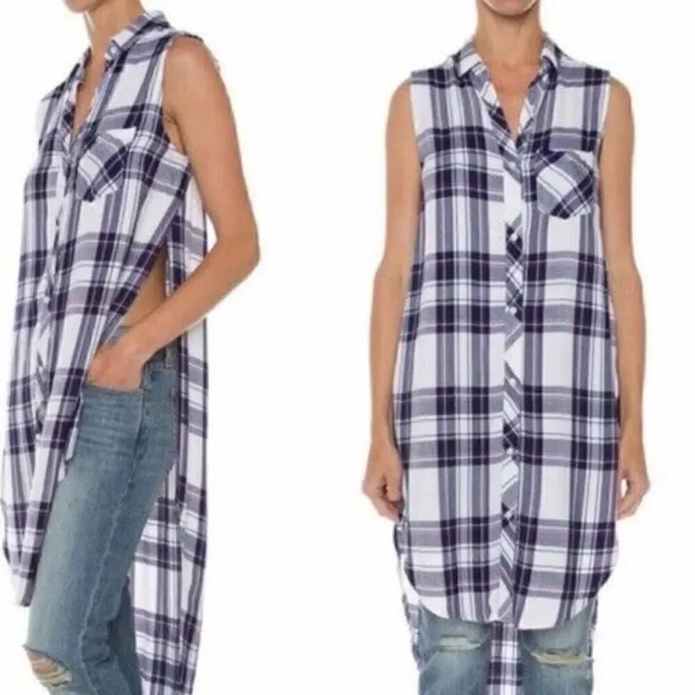 Rails Jordyn Plaid Split-Side Tank Top Tunic